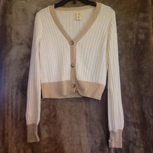 NWT. Tan and white sweater